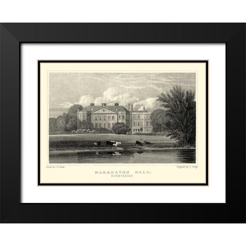 Markeaton Hall Black Modern Wood Framed Art Print with Double Matting by Neale, J.P.