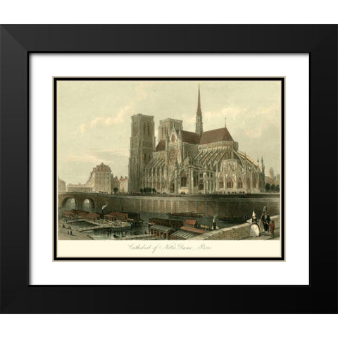 Cathedral of Notre-Dame, Paris Black Modern Wood Framed Art Print with Double Matting by Allom, T.