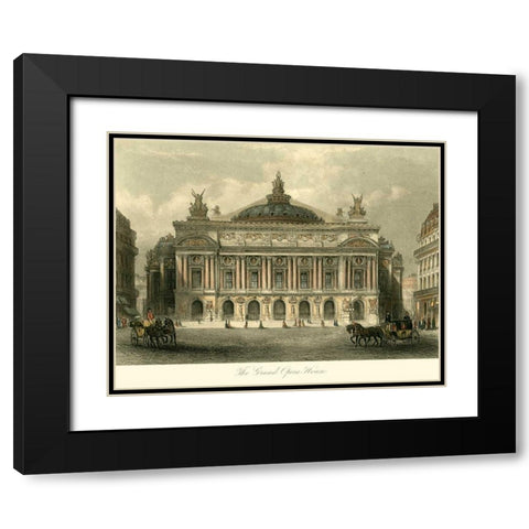 The Grand Opera House, Paris Black Modern Wood Framed Art Print with Double Matting by Allom, T.