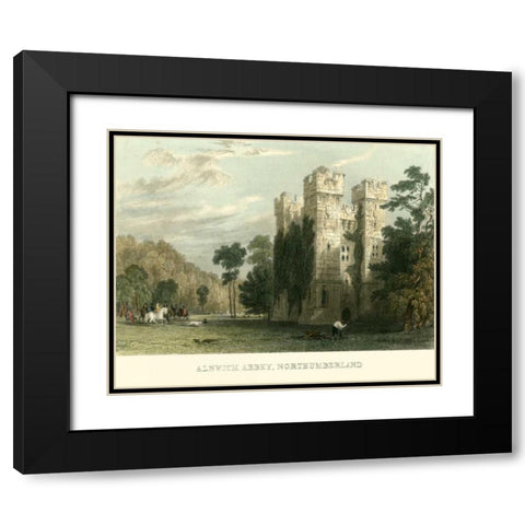 Ainwick Abbey, Northumberland Black Modern Wood Framed Art Print with Double Matting by Allom, T.
