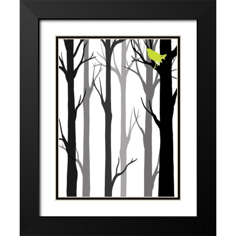 Forest Silhouette II Black Modern Wood Framed Art Print with Double Matting by Vess, June Erica