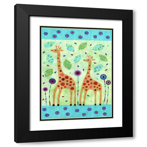 Giraffe Pair Black Modern Wood Framed Art Print with Double Matting by Conway, Kim