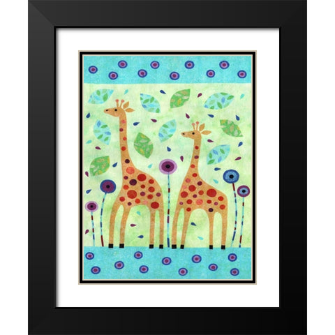 Giraffe Pair Black Modern Wood Framed Art Print with Double Matting by Conway, Kim