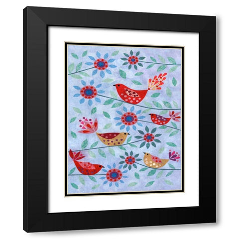 Five Birds Black Modern Wood Framed Art Print with Double Matting by Conway, Kim