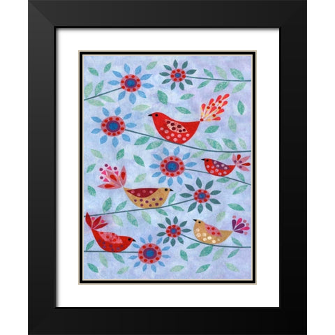 Five Birds Black Modern Wood Framed Art Print with Double Matting by Conway, Kim