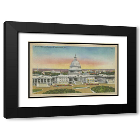 Capitol Panoramic, Washington, D.C. Black Modern Wood Framed Art Print with Double Matting by Unknown