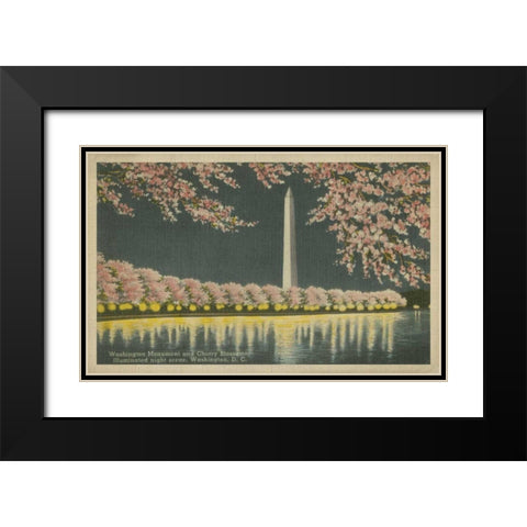 Washington Monument at Night Black Modern Wood Framed Art Print with Double Matting by Unknown