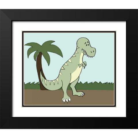 Prehistoric Playtime I Black Modern Wood Framed Art Print with Double Matting by Ilosky, Pam