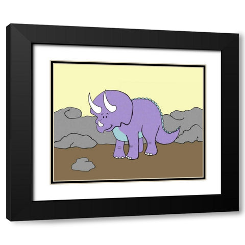 Prehistoric Playtime II Black Modern Wood Framed Art Print with Double Matting by Ilosky, Pam