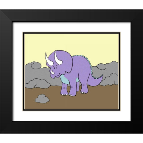 Prehistoric Playtime II Black Modern Wood Framed Art Print with Double Matting by Ilosky, Pam