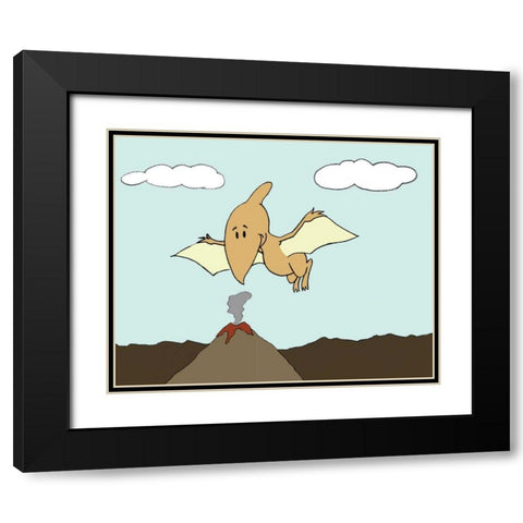 Prehistoric Playtime III Black Modern Wood Framed Art Print with Double Matting by Ilosky, Pam
