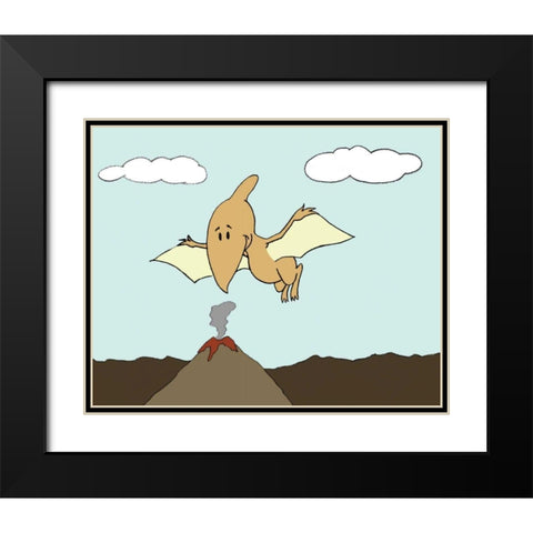 Prehistoric Playtime III Black Modern Wood Framed Art Print with Double Matting by Ilosky, Pam