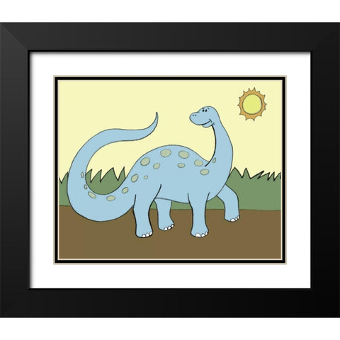 Prehistoric Playtime IV Black Modern Wood Framed Art Print with Double Matting by Ilosky, Pam