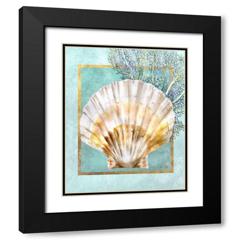 Scallop Shell and Coral Black Modern Wood Framed Art Print with Double Matting by Schory, Lori