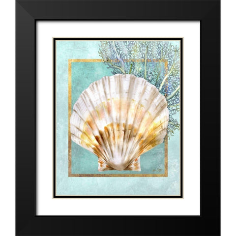 Scallop Shell and Coral Black Modern Wood Framed Art Print with Double Matting by Schory, Lori