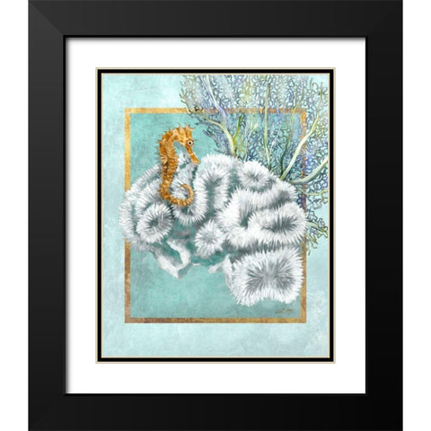 Coral and Seahorse Black Modern Wood Framed Art Print with Double Matting by Schory, Lori