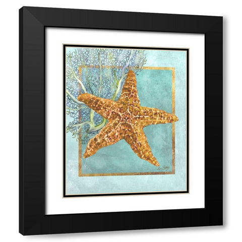 Starfish and Coral Black Modern Wood Framed Art Print with Double Matting by Schory, Lori