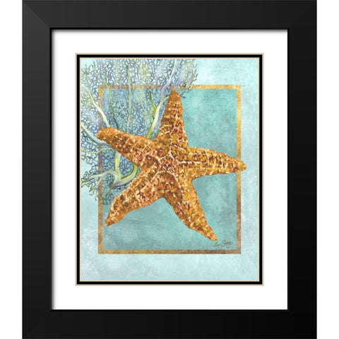 Starfish and Coral Black Modern Wood Framed Art Print with Double Matting by Schory, Lori