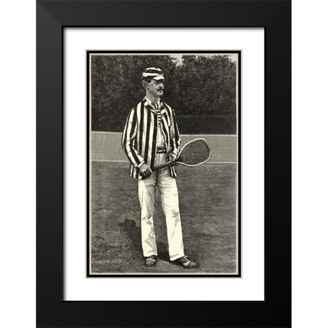 Harpers Weekly Tennis I Black Modern Wood Framed Art Print with Double Matting by Unknown