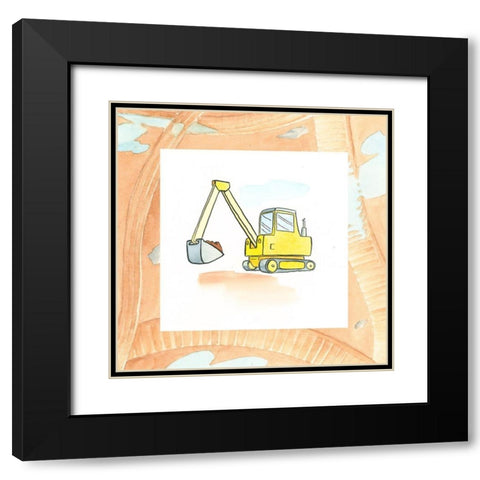 Charlies Backhoe Black Modern Wood Framed Art Print with Double Matting by Swinford, Charles