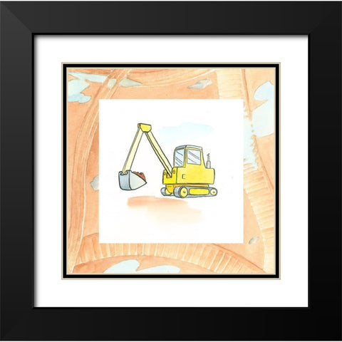 Charlies Backhoe Black Modern Wood Framed Art Print with Double Matting by Swinford, Charles