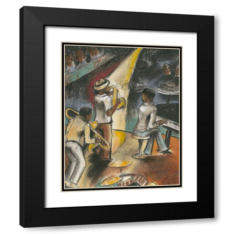 Jazz Riff Black Modern Wood Framed Art Print with Double Matting by Goldberger, Jennifer