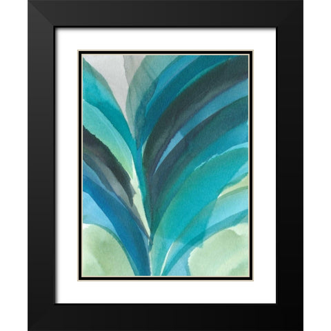 Big Blue Leaf II Black Modern Wood Framed Art Print with Double Matting by Fuchs, Jodi