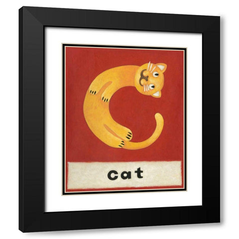 C is for Cat Black Modern Wood Framed Art Print with Double Matting by Zarris, Chariklia