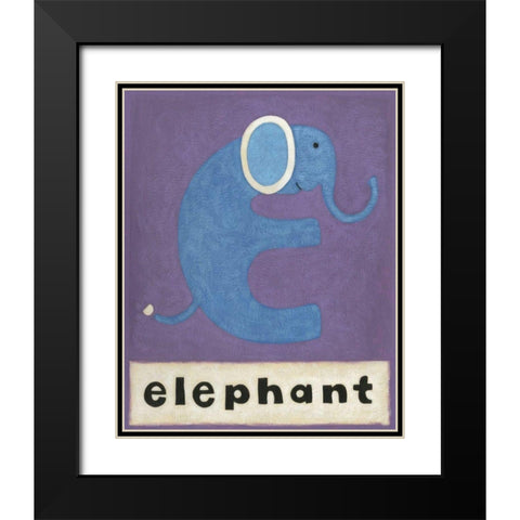 E is for Elephant Black Modern Wood Framed Art Print with Double Matting by Zarris, Chariklia