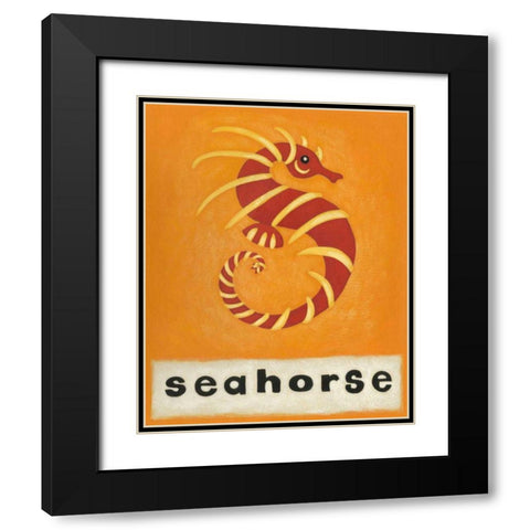 S is for Seahorse Black Modern Wood Framed Art Print with Double Matting by Zarris, Chariklia