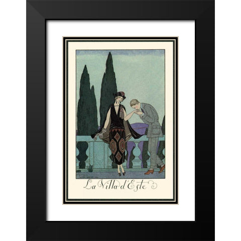 La Villa dEste Black Modern Wood Framed Art Print with Double Matting by Barbier, George