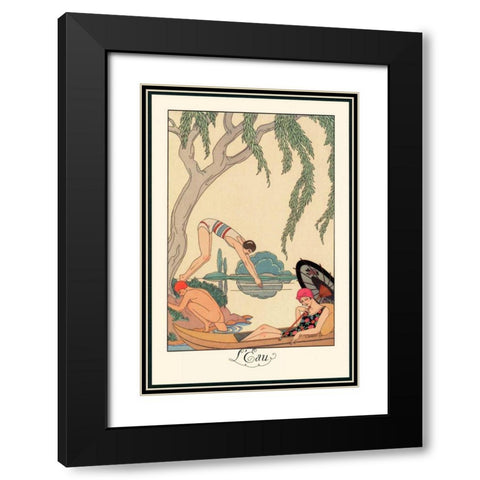 LEau Black Modern Wood Framed Art Print with Double Matting by Barbier, George