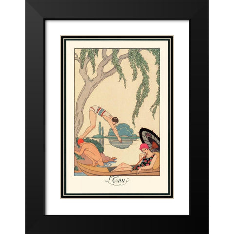 LEau Black Modern Wood Framed Art Print with Double Matting by Barbier, George