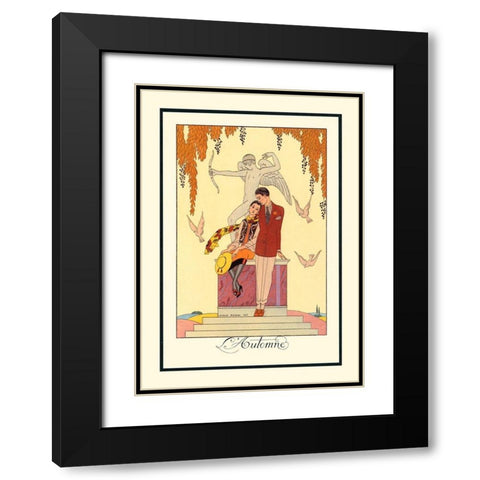 L Automne Black Modern Wood Framed Art Print with Double Matting by Barbier, George