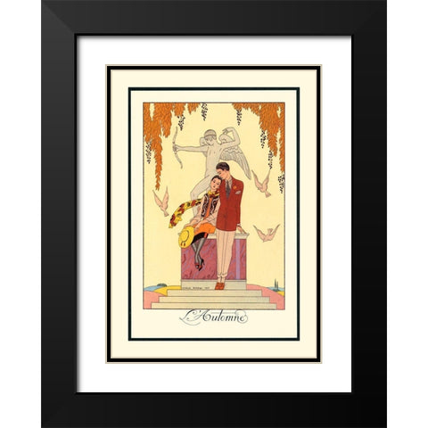 L Automne Black Modern Wood Framed Art Print with Double Matting by Barbier, George