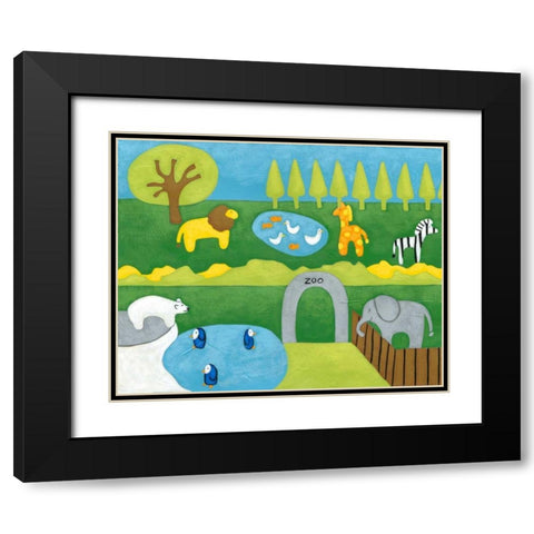 Storybook Zoo Black Modern Wood Framed Art Print with Double Matting by Zarris, Chariklia