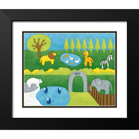 Storybook Zoo Black Modern Wood Framed Art Print with Double Matting by Zarris, Chariklia