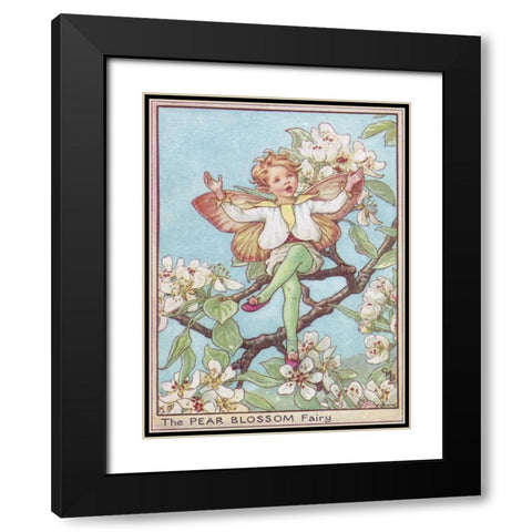 The Pear Blossom Fairy Black Modern Wood Framed Art Print with Double Matting by Vision Studio