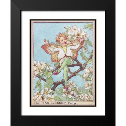 The Pear Blossom Fairy Black Modern Wood Framed Art Print with Double Matting by Vision Studio
