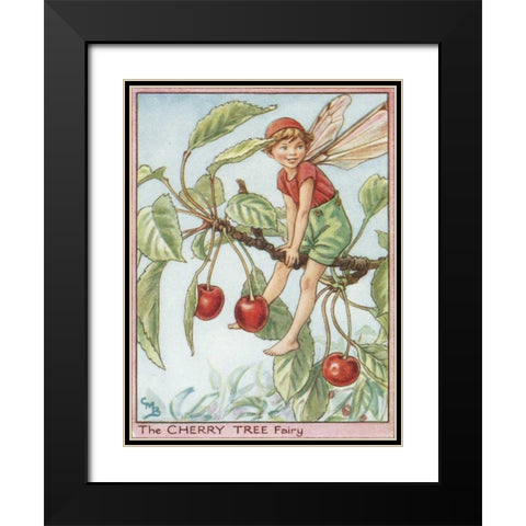 The Cherry Tree Fairy Black Modern Wood Framed Art Print with Double Matting by Vision Studio