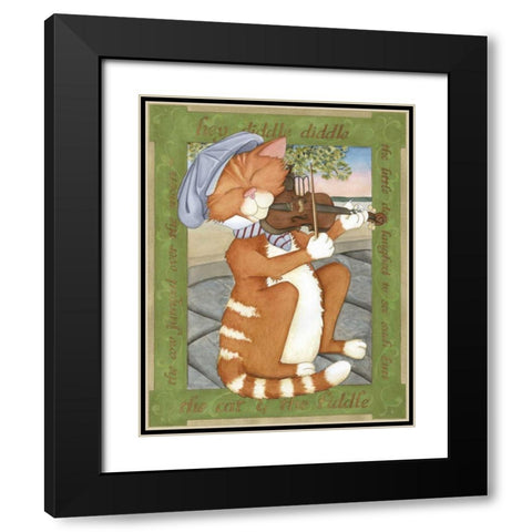 The Cat and The Fiddle Black Modern Wood Framed Art Print with Double Matting by Friel, Tara
