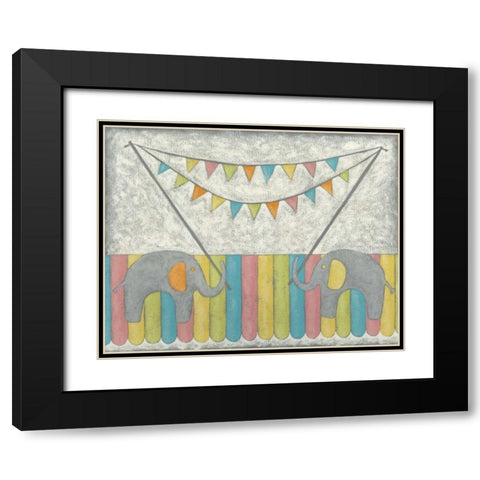 Carnival Elephants Black Modern Wood Framed Art Print with Double Matting by Zarris, Chariklia