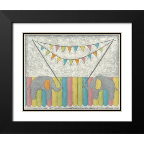 Carnival Elephants Black Modern Wood Framed Art Print with Double Matting by Zarris, Chariklia