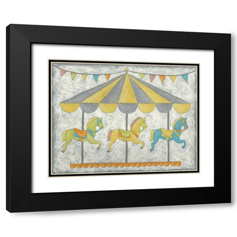 Carnival Carousel Black Modern Wood Framed Art Print with Double Matting by Zarris, Chariklia