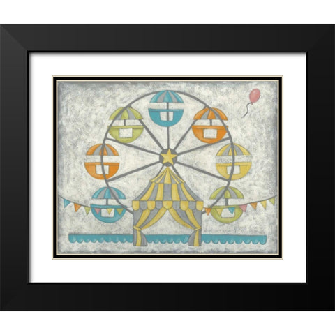 Carnival Ferris Wheel Black Modern Wood Framed Art Print with Double Matting by Zarris, Chariklia