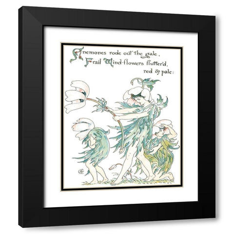 Shakespeares Garden I (Anemone) Black Modern Wood Framed Art Print with Double Matting by Crane, Walter