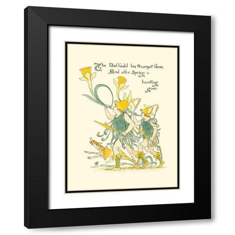Shakespeares Garden IV (Daffodil) Black Modern Wood Framed Art Print with Double Matting by Crane, Walter