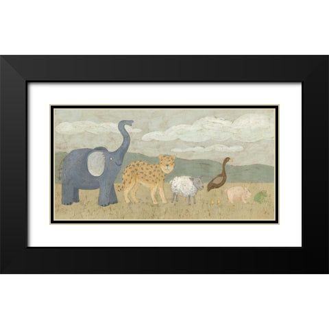 Animals All in a Row I Black Modern Wood Framed Art Print with Double Matting by Meagher, Megan