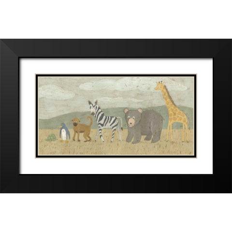 Animals All in a Row II Black Modern Wood Framed Art Print with Double Matting by Meagher, Megan