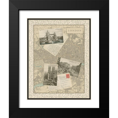 Post Cards from London Black Modern Wood Framed Art Print with Double Matting by Vision Studio